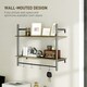 image 7 of HOMCOM Wall Shelf Unit with 4 Hooks for Living Room, Entryway, Grey