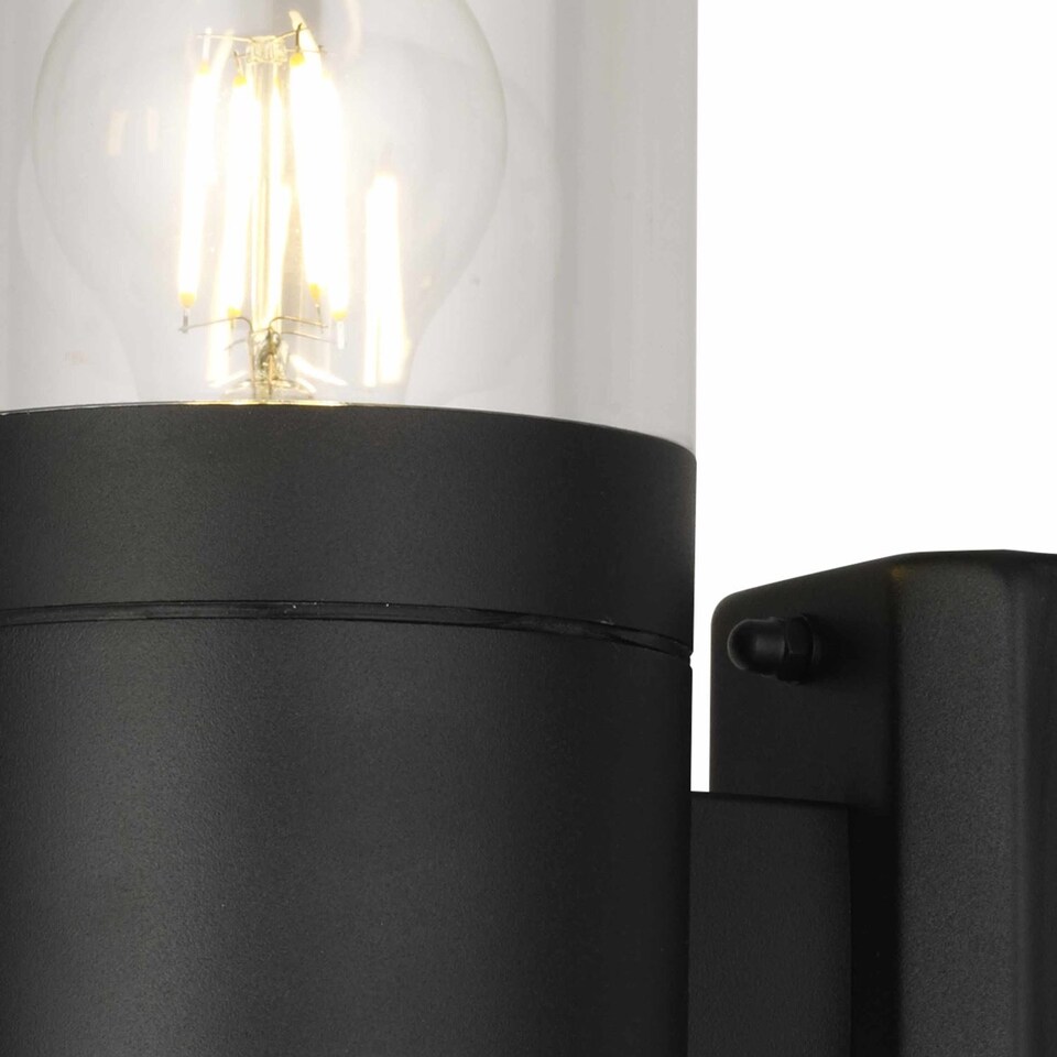 image 1 of Set of 2 Storm - Black IP44 Outdoor Wall Lights | Black | Clear | 2