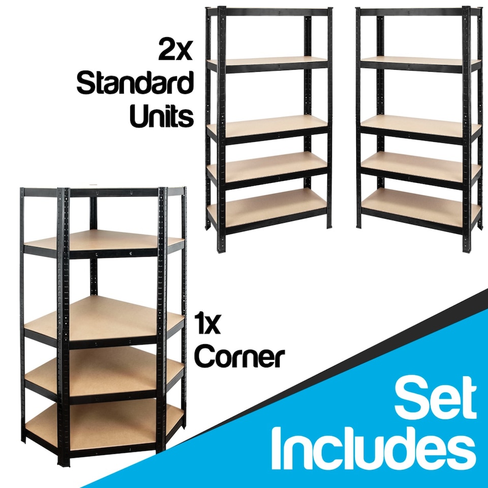 image 1 of TekBox Boltless Garage Corner Shelving Racking Set