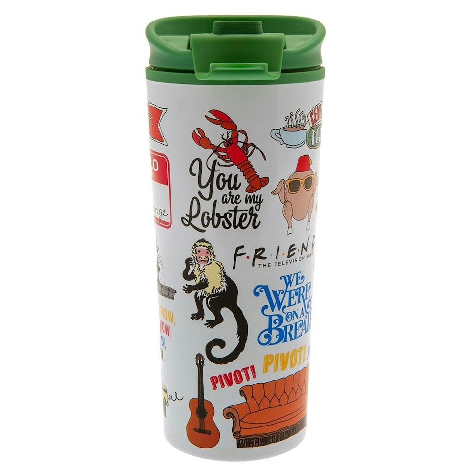 Friends Infographic Metal Travel Mug - White/Green/Orange - One Size