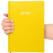 2026 2027 Academic Diary A5 Page a Day - Mid Year Hardback Planner From August 2026 to July 2027 - Student Teacher School Organiser with Ribbon Bookmark (A5, Yellow)