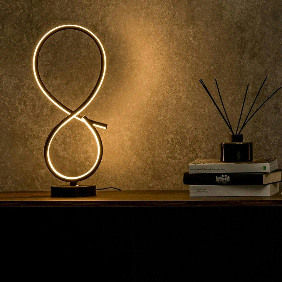 image 1 of ValueLights Infinity Black Swirl Integrated LED Table Lamp