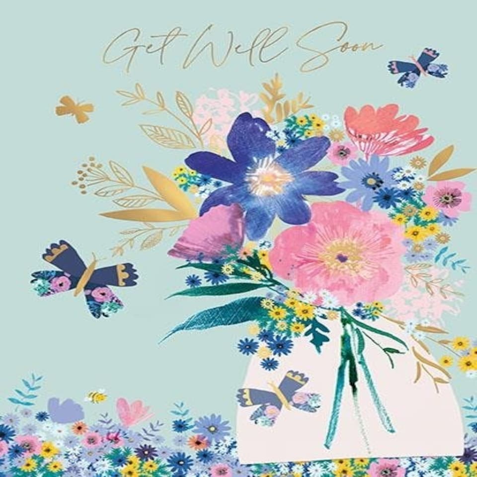 Words 'n' Wishes Traditional Get Well Card for Her, Female Get Well Card, Multi-Coloured 19.7 x 15.2 cms