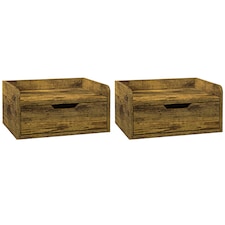 HOMCOM Floating Nightstands Set of 2, Wall Mounted Bedside Table with Storage Drawer for Bedroom, Rustic Brown