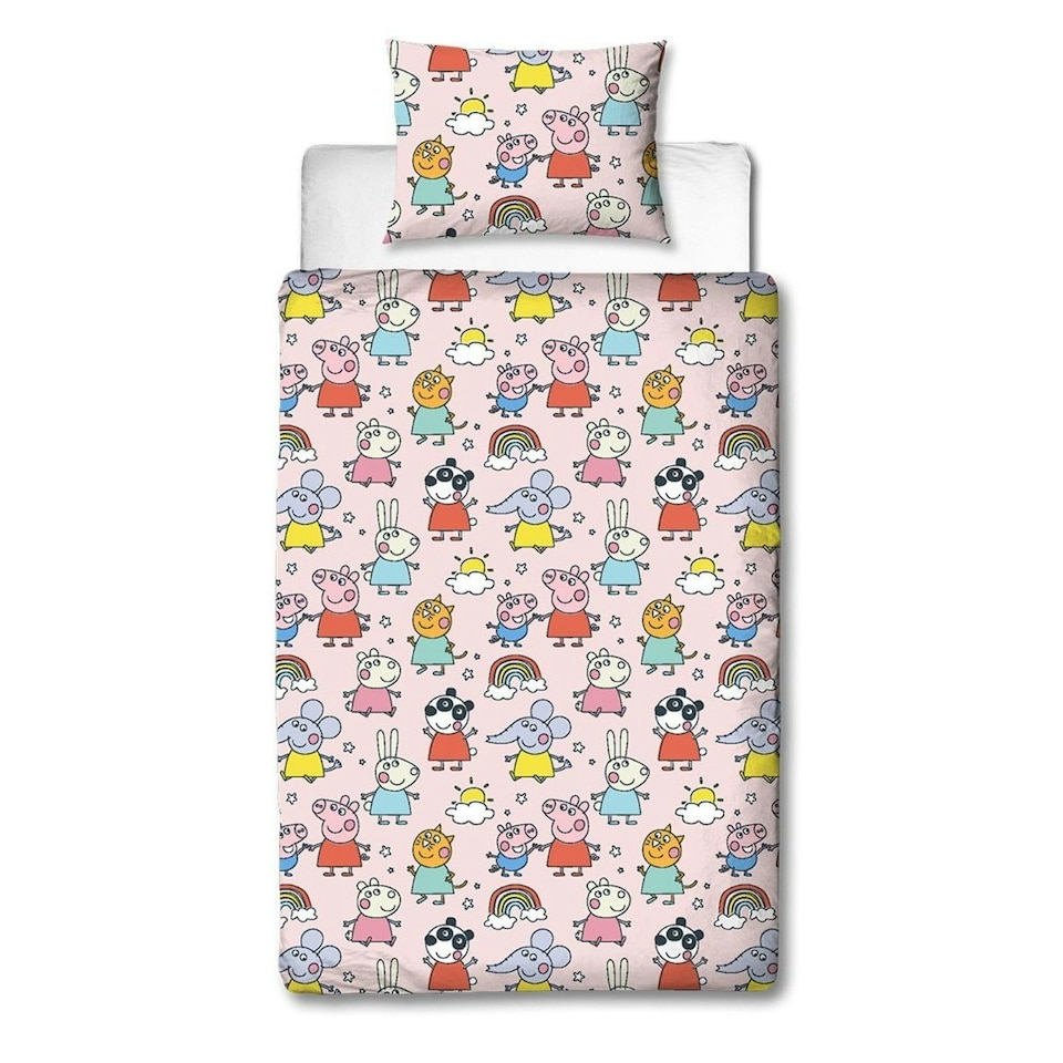 image 1 of Peppa Pig Playful Rotary Duvet Cover Set - Multicoloured/Pink - Single Multi | Single