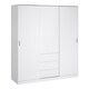 image 1 of Naia Wardrobe with 2 Sliding Doors 1 Door 3 Drawers in White High Gloss
