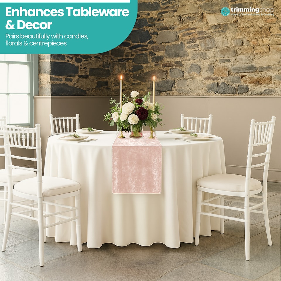 image 1 of Crushed Velvet Table Runner, Glitz Table Runners - 33 x 274cm
