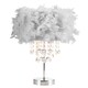 image 1 of Chandelier Style Soft Grey Feather Table Lamp with Waterfall Drops