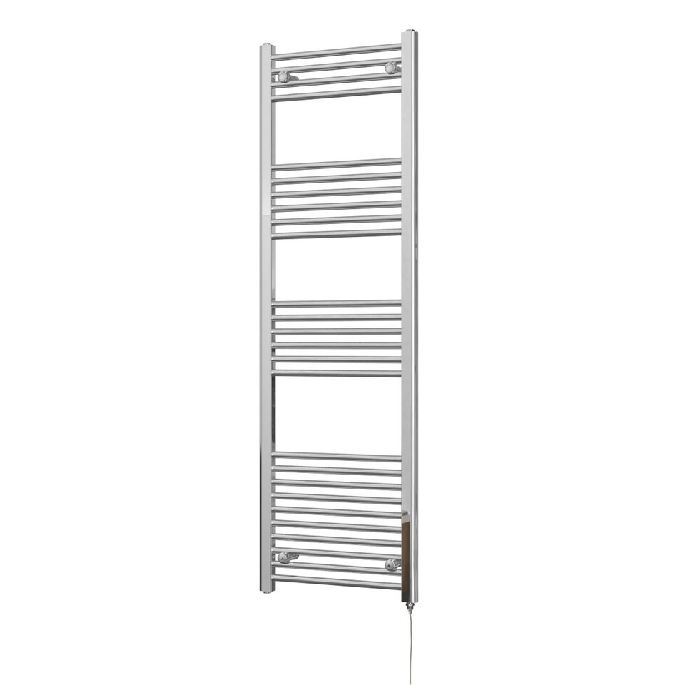 image 1 of Zennor Straight Electric Towel Rail Standard Heated Bathroom Radiator - Chrome (H) 1600mm x (W) 500mm - 400W