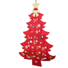 90cm Fabric Tree Shape Advent Calendar Christmas Decoration in Red