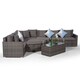 image 4 of Santorini L Shape Modular 6 Seat Rattan Corner Sofa Set With Large Coffee Table & Daybed Ottoman Grey | Grey