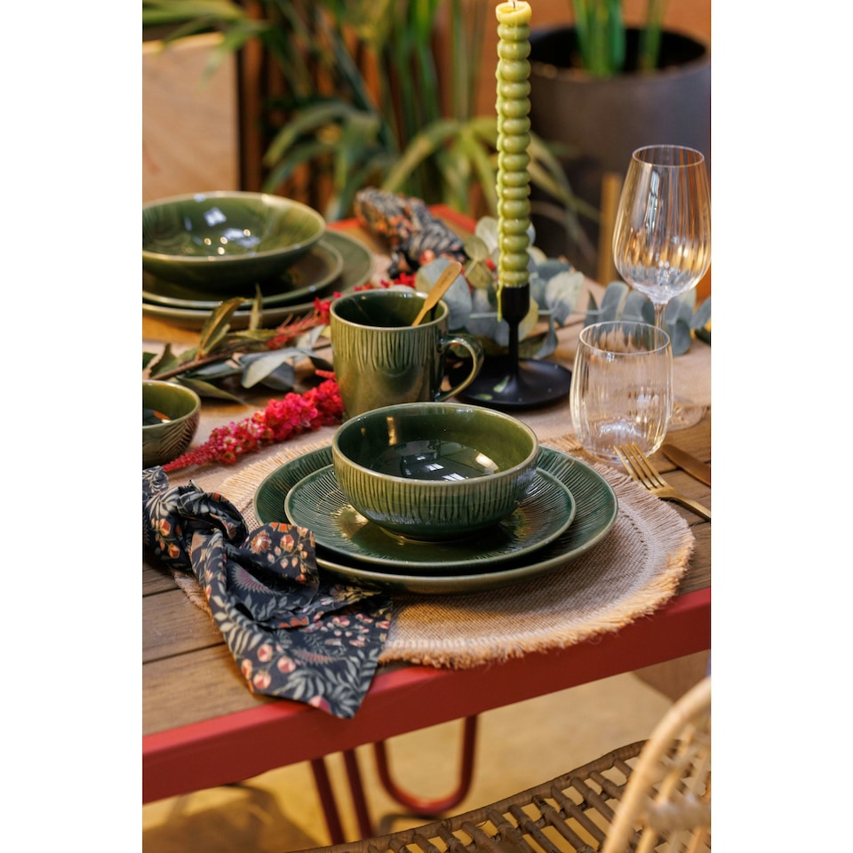 image 1 of Mikasa Dinner Set Green Ceramic 12 Piece