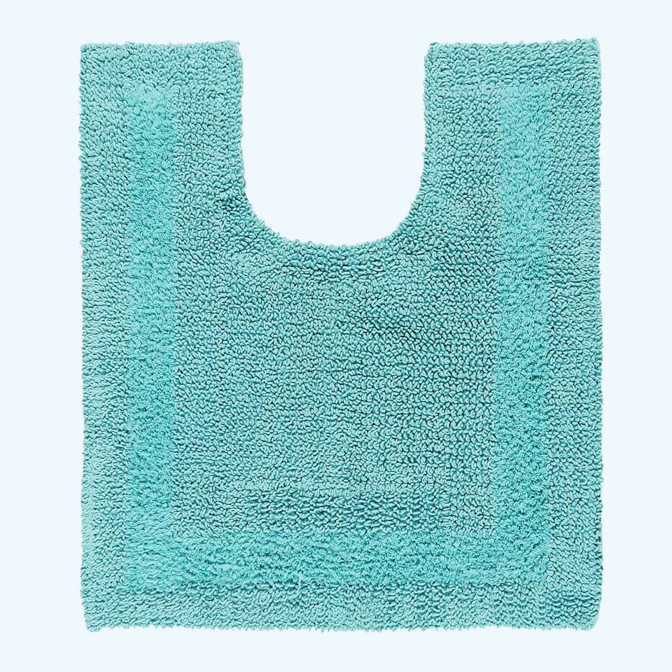 image 1 of Homescapes Luxury Reversible Cotton Pedestal Mat - Aqua Blue