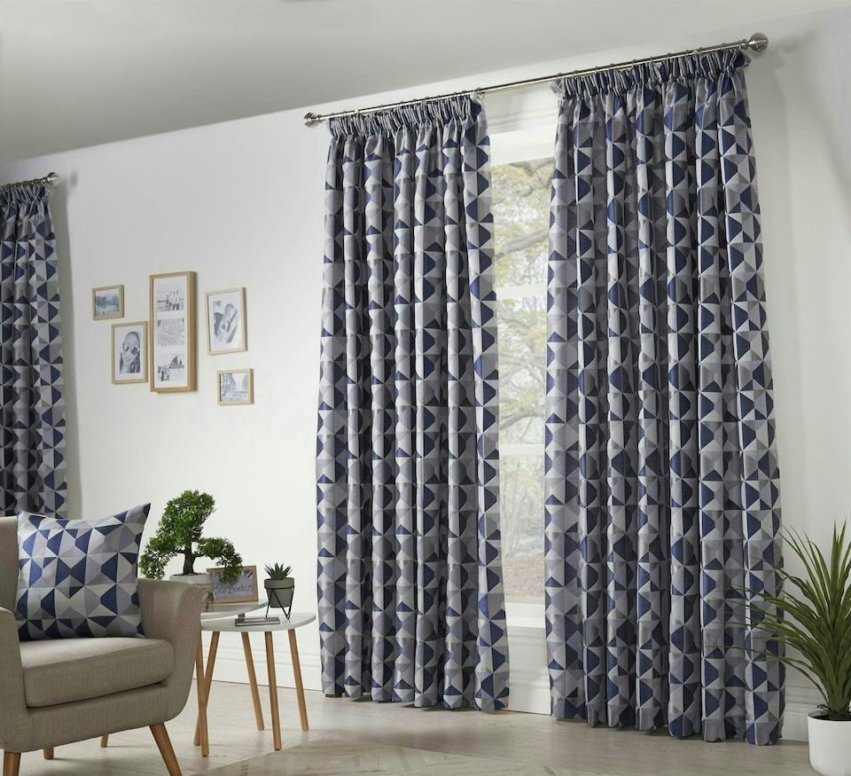 image 1 of Skandi Pencil Pleat Curtains - Navy - 167 cm x 229 cm