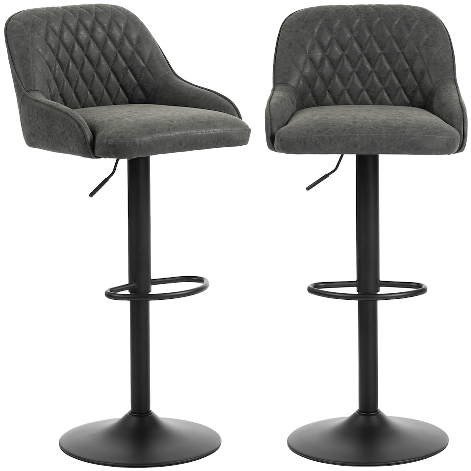 image 1 of HOMCOM Bar Stools Set of 2 Adjustable Swivel Counter Height