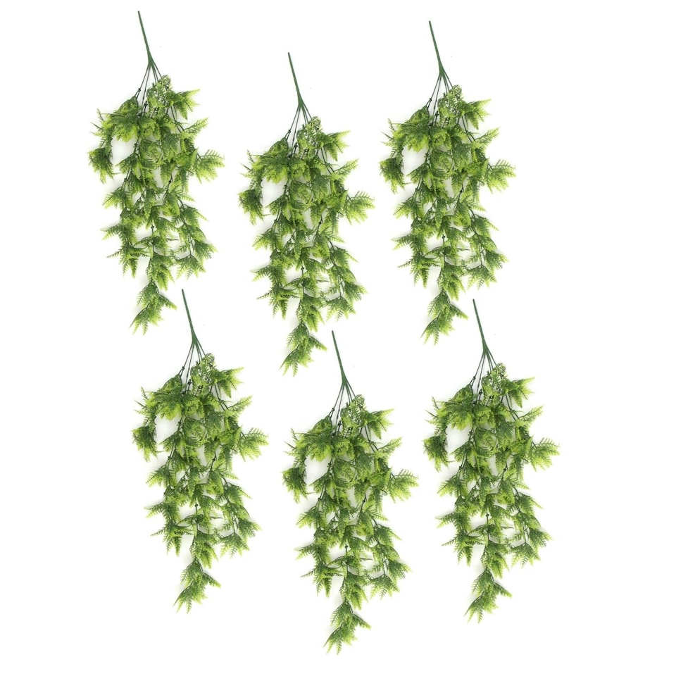 image 1 of Pack of 6 x Hanging UV and Fire Resistant Artificial Boston Fern Plant 75cm