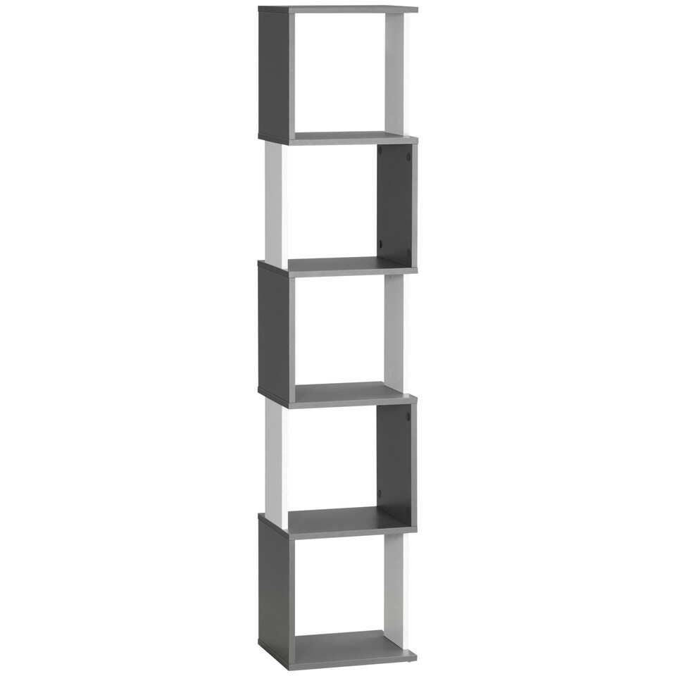 image 1 of HOMCOM 5-Tier Bookshelf Freestanding Bookcase Storage Shelves, White