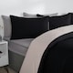 image 3 of OHS Microfibre Reversible Plain Duvet Cover and Pillowcase Set, Double - Black/Natural