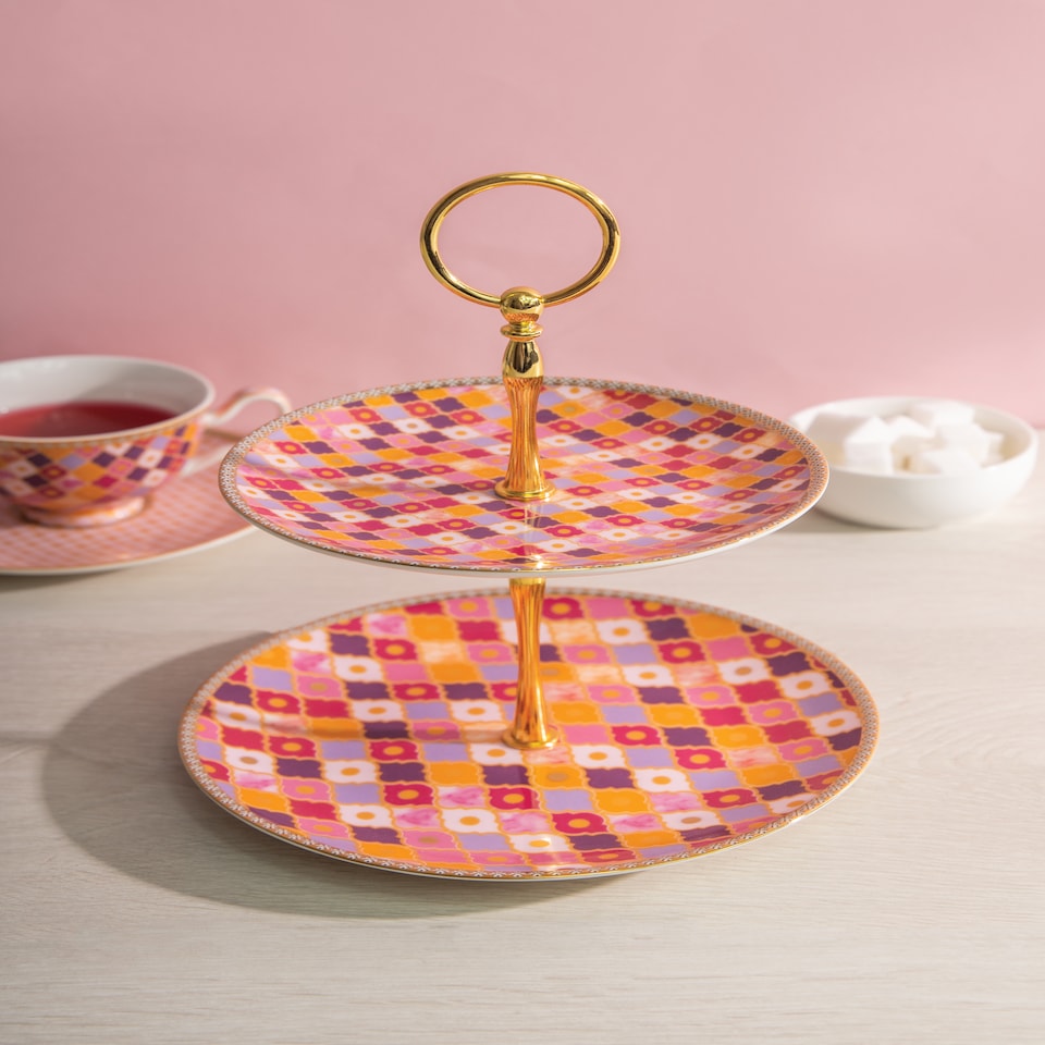 image 1 of Maxwell & Williams Cake Stand Pink Ceramic Tiered
