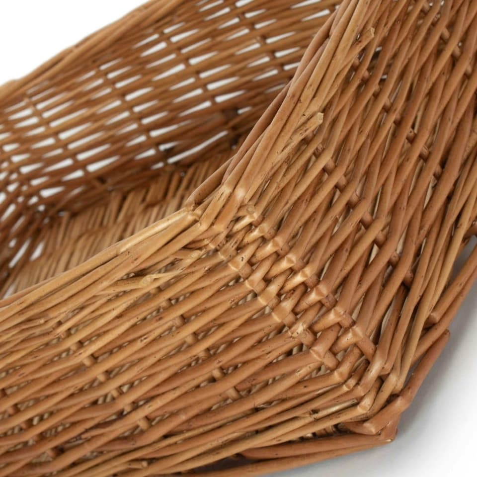 image 1 of Small Double Steamed Storage Wicker Tray | Brown | Brown | Small