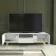 image 9 of White TV Unit 180cm Diamond Fronts Gold Legs Modern Media Cabinet White