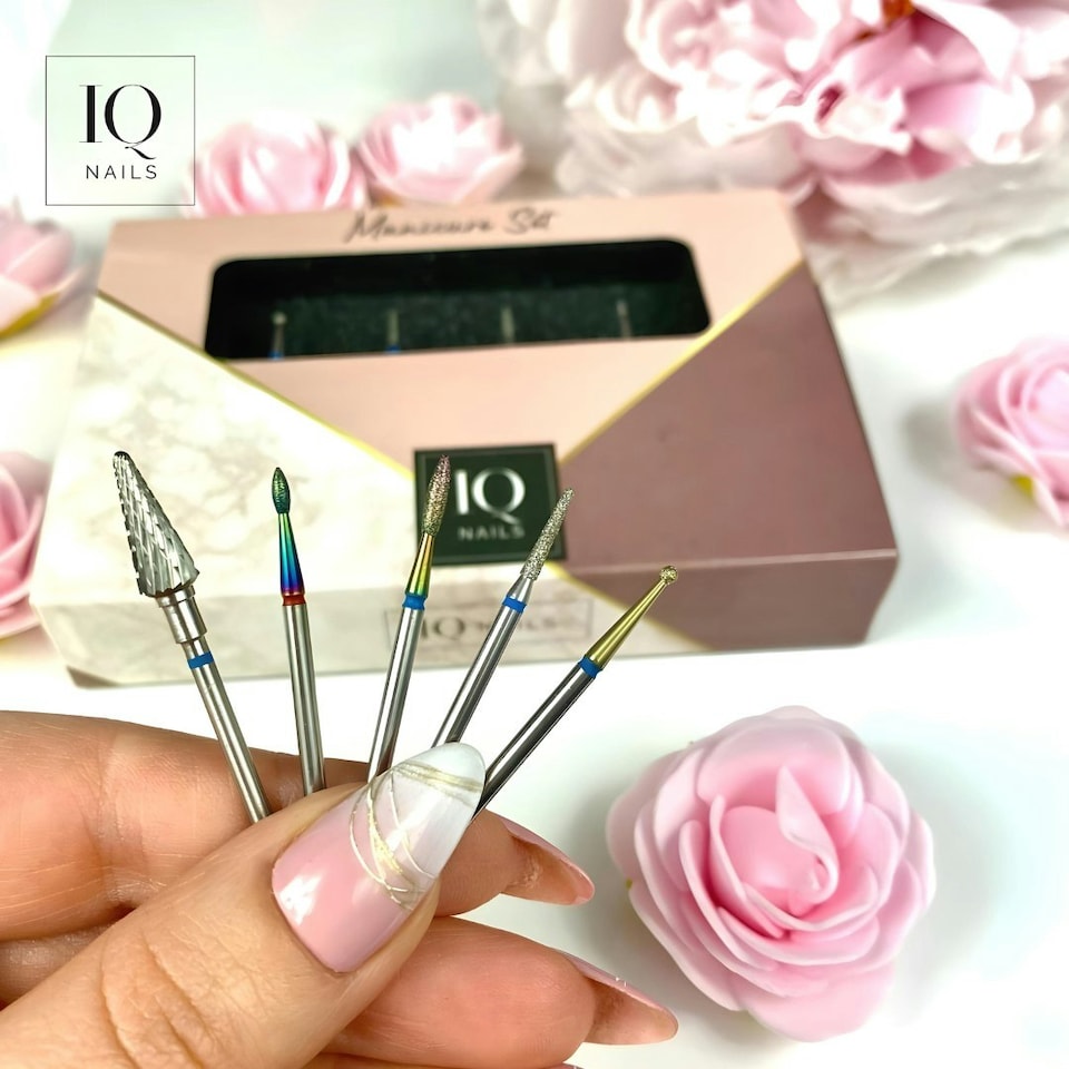 image 1 of IQ Nails Expert Drill Bits For Gel Polish Gel Acrylic Cuticles Set 5pcs