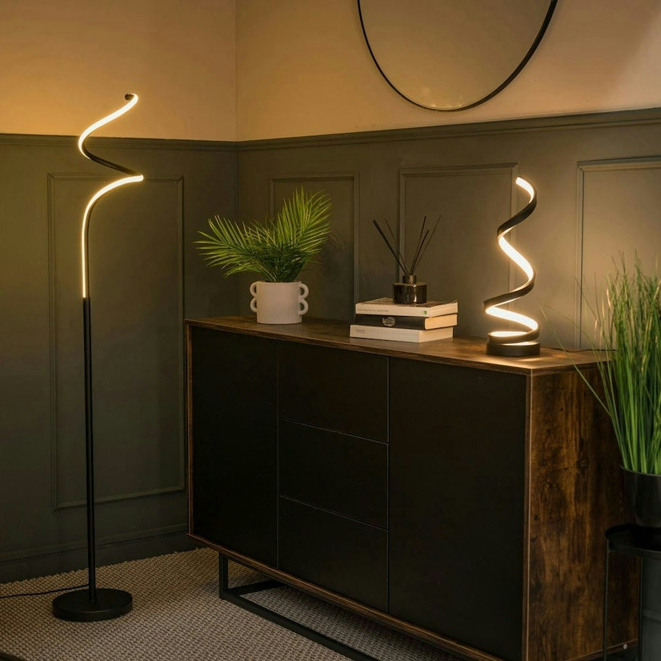 image 1 of ValueLights Infinity Black Single Twist Integrated LED Floor Lamp