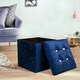 image 1 of Home Republic Crushed Velvet Storage Ottoman - 38cm X 38cm Foldable Blue