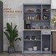 image 4 of HOMCOM Kitchen Cupboard Storage Cabinet with Adjustable Shelves, Grey Grey