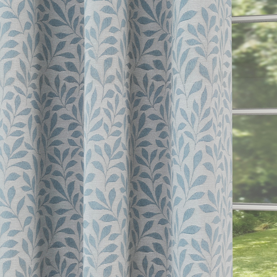 image 1 of Enhanced Living Sherwood 100% Blackout, Thermal Ice Blue Curtains with Eyelet Header (PAIR) - 46x72 inch (117x183cm)