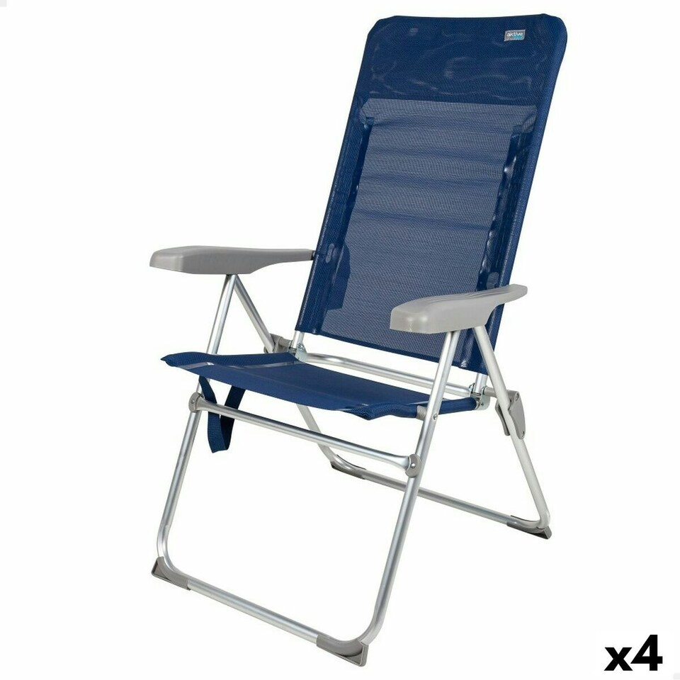 image 1 of Beach Chair Aktive Slim Foldable Navy Blue 47 x 107 x 66 cm (4 Units) N/A