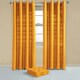image 3 of Homescapes Cotton Rajput Ribbed Mustard Yellow Curtain Pair - 54 x 54" Yellow