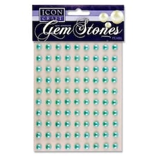 Pack of 90 Pearl Baby Blue Self Adhesive 8mm Gem Stones by Icon Craft