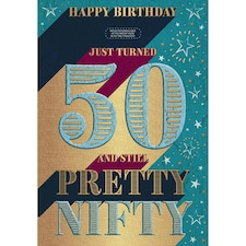 Words 'n' Wishes 'Happy Birthday' Greeting Card, Personalise Yourself, For Him, Stickers Included, Embossed Details and Gold Foil Finish (Age 50)