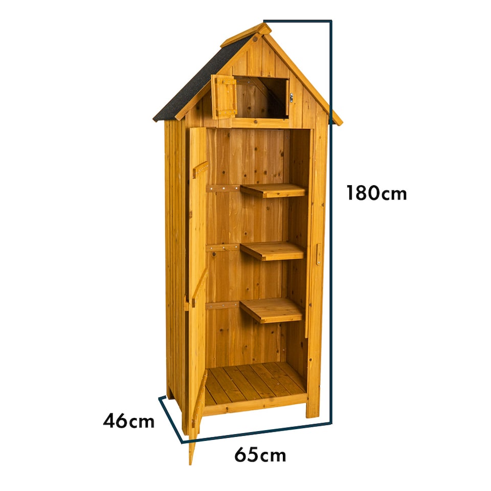 image 1 of JSH Bideford Tall 180cm Wooden Garden Storage Shed Unit with Pitched Roof - Natural
