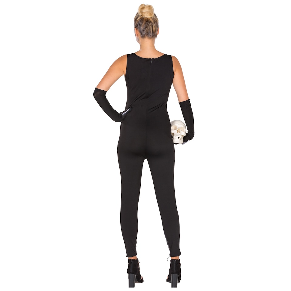image 1 of Womens Skeleton Jumpsuit Costume | Black | black | M | 1