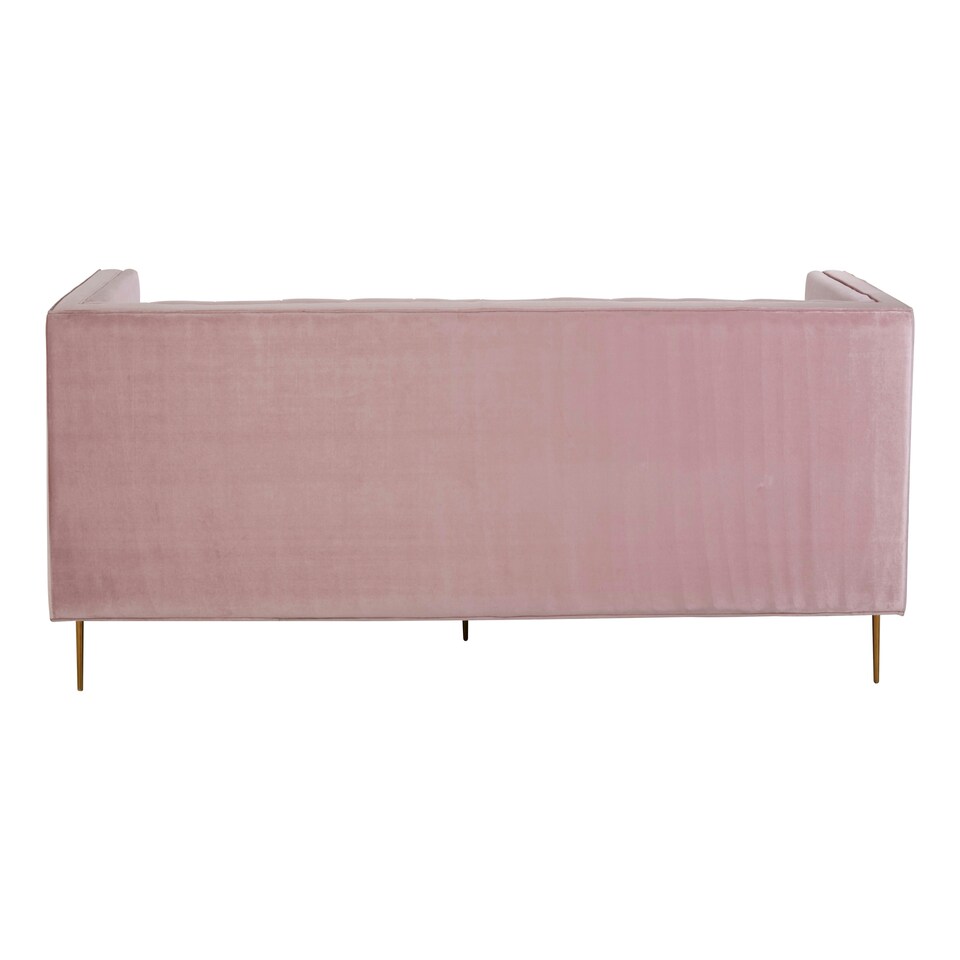 image 1 of Interiors by Premier 3 Seat Pink Sofa, Plush Pink Velvet Upholstered Settee Sofa, Classic Style Sofa Couch For Outdoor Patio Pink