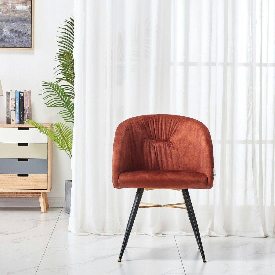 image 1 of Set of 4 Vittorio Velvet Dining Chairs with Black Metal Legs, Quilted Design Modern Accent Chair | Red