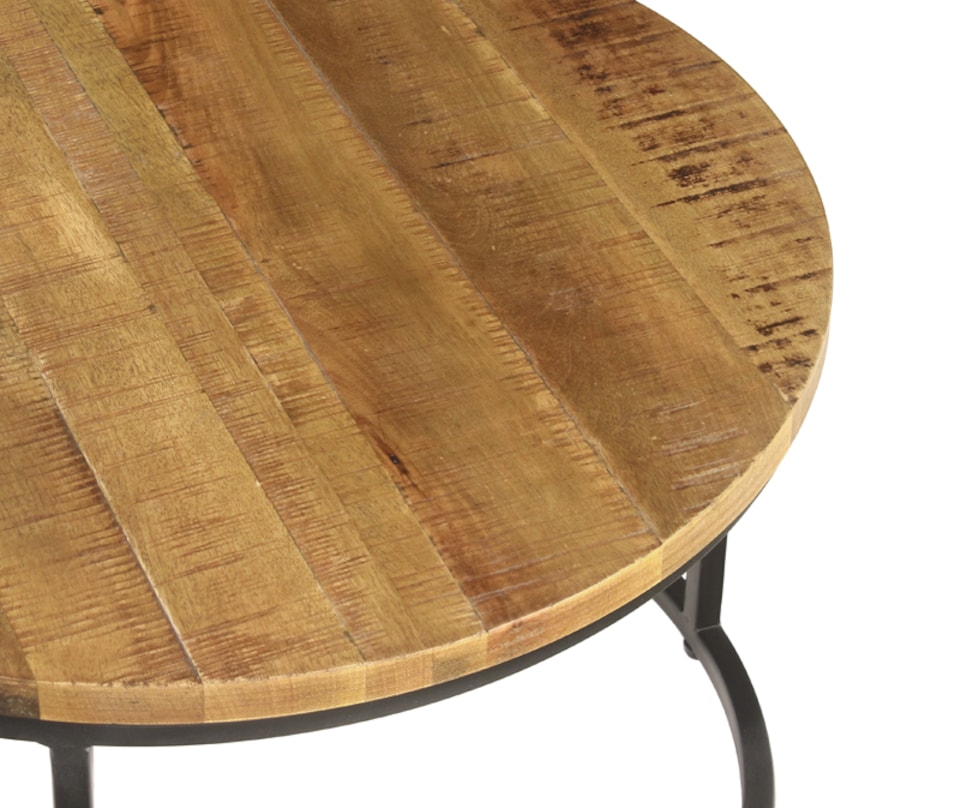 image 1 of Industrial Round Stool (Set of 2) - Mango Wood/Iron - L70 x W70 x H40 cm - Mango PP Saw Finish