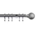 image 1 of 35mm Fixed Length Metal Curtain Pole Set Satin Silver Textured Ball Finial 260cm | Silver | Silver
