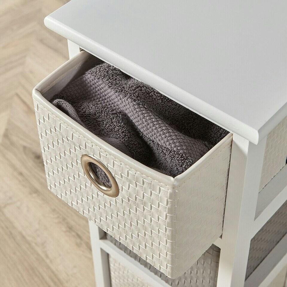 image 1 of Chest Of Drawers Wooden Hallway Storage Home Organiser Fully Assembled White | 4 Drawers