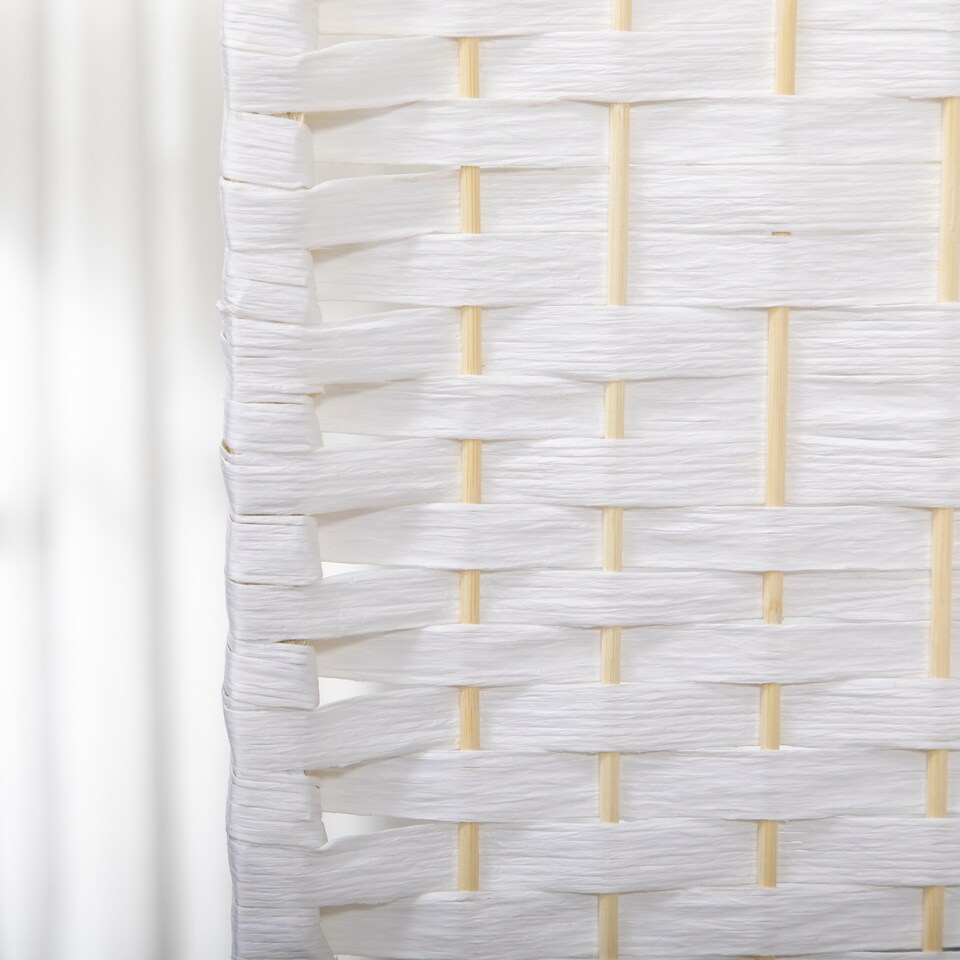 image 1 of HOMCOM 4 Panel Folding Room Divider, Privacy Screen, Freestanding Paravent Partition Separator for Living Room, Bedroom and Office, 160 x 170cm, White