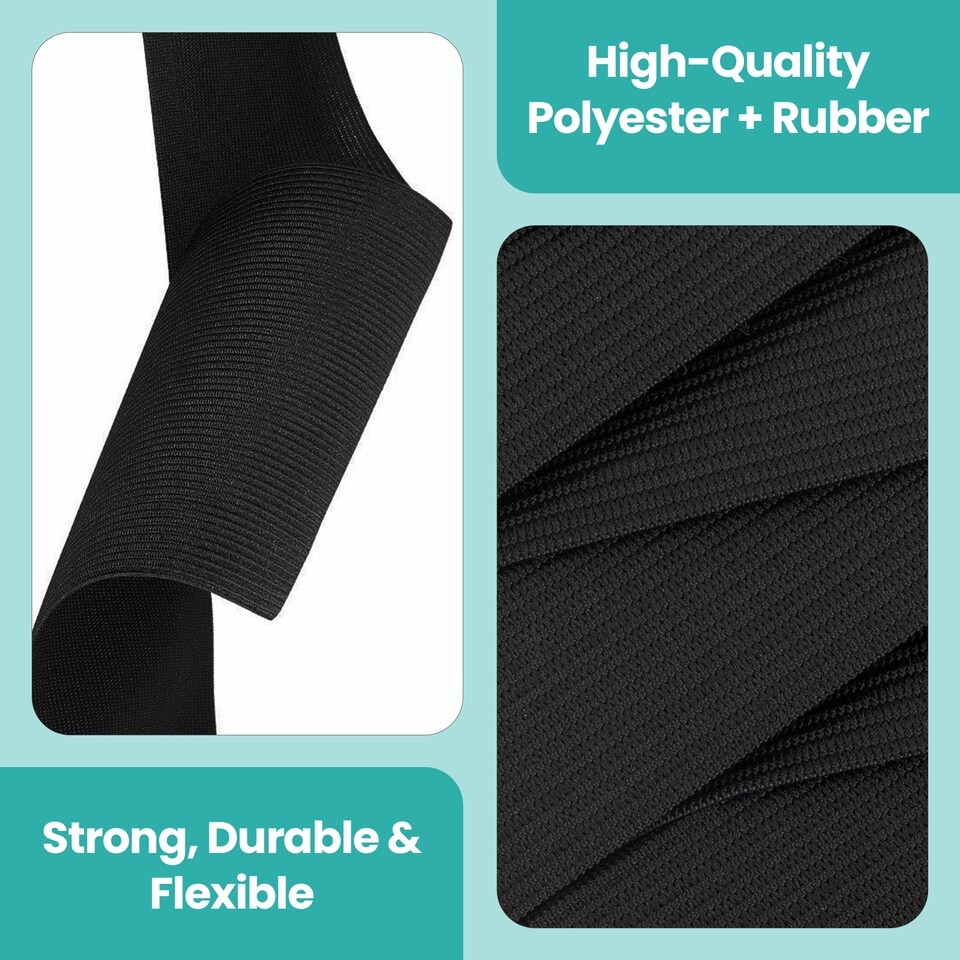 image 1 of 38mm White Wide Flat Elastic Band, Polyester Waistband Tape Cord - 25M