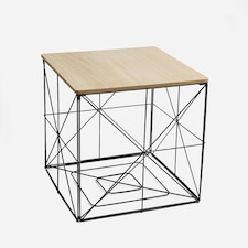OHS Large Square Cube Wired Basket Storage Home Side End Table - Natural