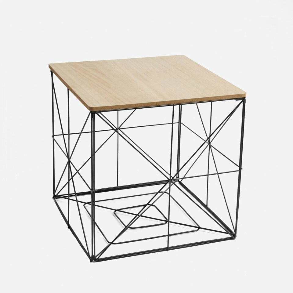 image 1 of OHS Large Square Cube Wired Basket Storage Home Side End Table - Natural