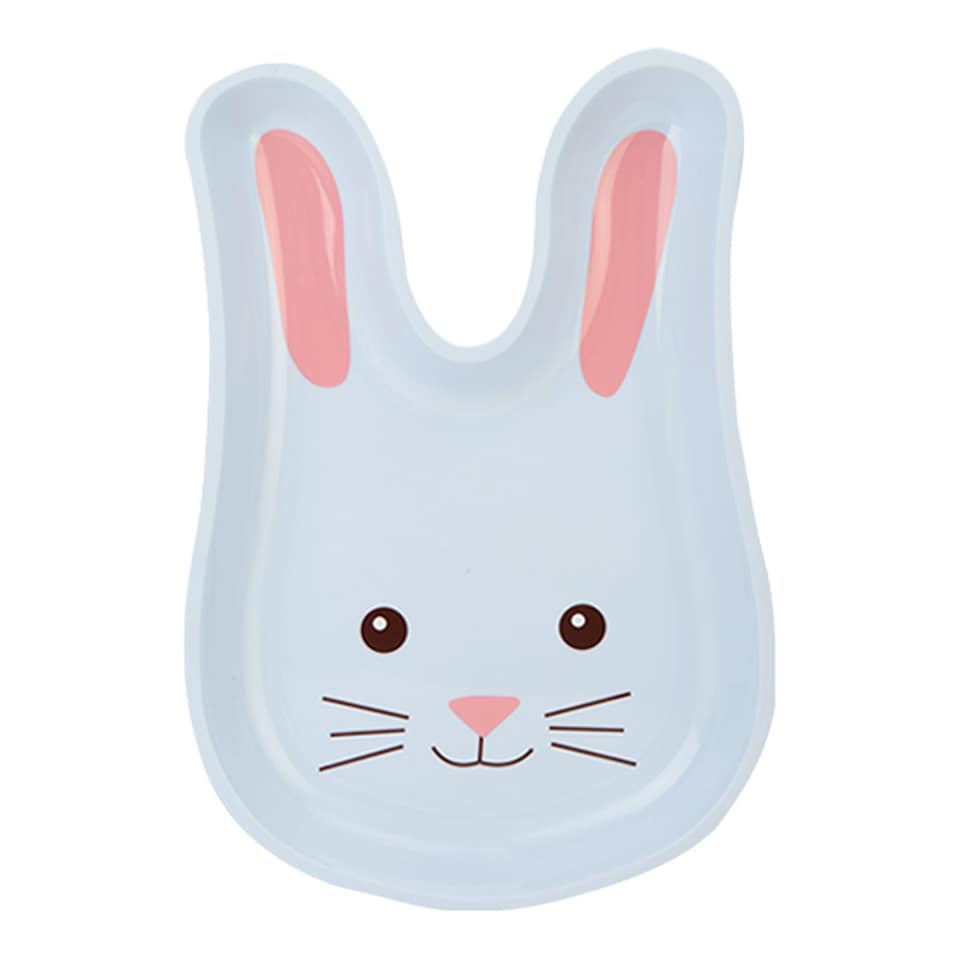 image 1 of Light Blue Easter Bunny Shaped Reusable Plastic Serving Platter Plate 32cm