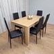image 4 of Dining Set of 6 Dining Table and 6 Black Faux leather Chairs Dinig Room Furniture