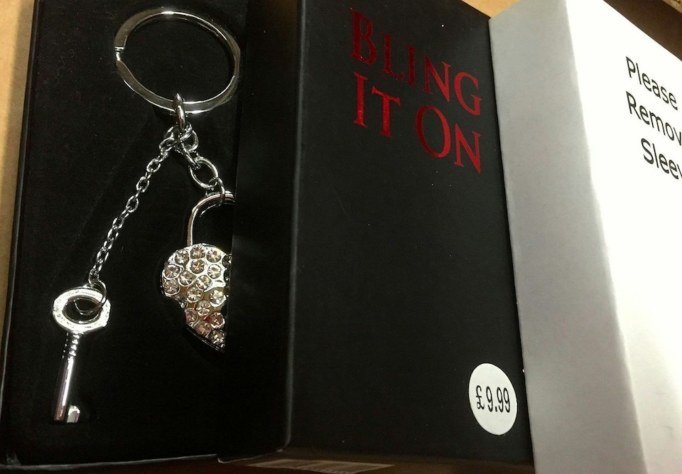 image 1 of Crystals Key & Lock Keychain made with Crystals