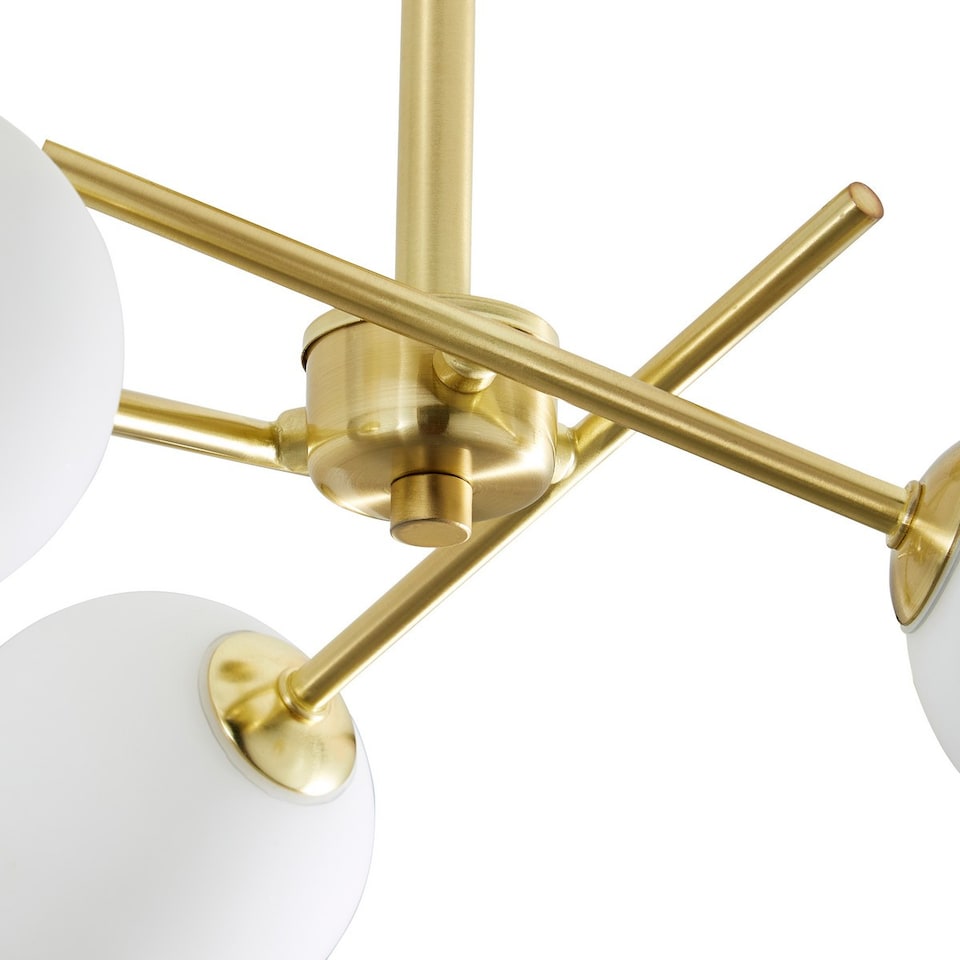 image 1 of Lindos 3 Light Bathroom Ceiling Light Sat Brass, Opal IP44