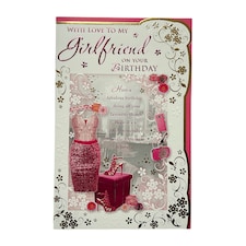 Girlfriend Pink Dress and Sandals Design Opacity Birthday Card